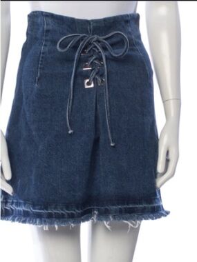 Sandro whipstitch mini skirt size 1 denim trendy spring summer